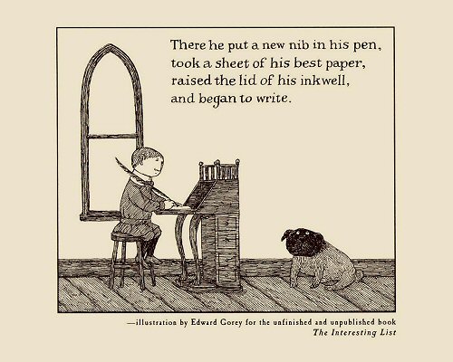 Drawing by Edward Gorey - click for larger version Drawing by Edward Gorey