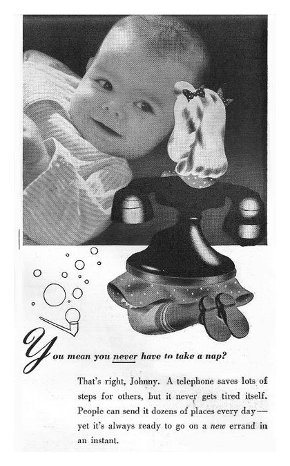 1940 advertisement for Bell Telephone System (click for source)