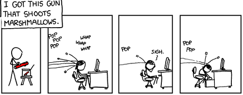 xkcd: Marshmallow Gun (click for full original)