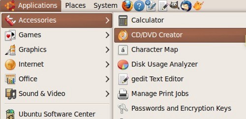 After image, Ubuntu 9.10 Applications menu