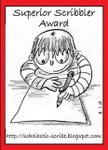 Superior Scribbler Award (thanks, Kate!) Image: Superior Scribbler Award badge